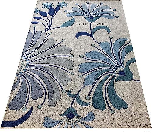 Image of Carpet Mahal Handmade Handwoven Tufted Made of 100% Soft Blended Wool Export Quality Carpets with 1 Inch Thickness (6x6 Feet) Color Multi