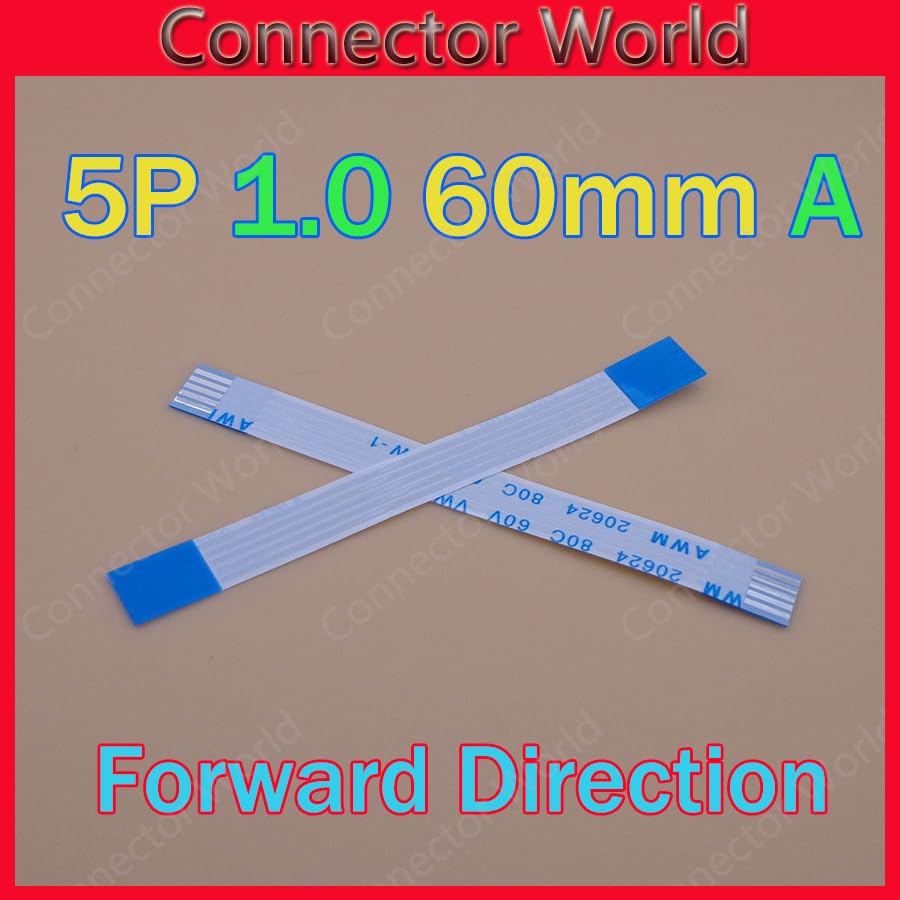 Wiring Connecting Terminals 10-100pcs FFC FPC Flat Flexible 5p Cable 1.0mm Pitch 5 pin Forward Length 60mm Width 6mm 5pin Ribbon Flex Cable - (Color: 50pcs)