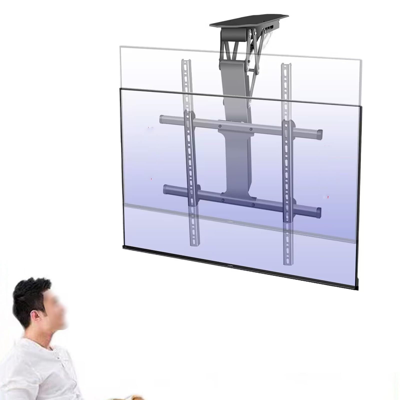 HTTGDGDH Ceiling Tv Mount Bracket - Motorized Ceiling Tv Mount, 0-85° Fold Down, Hidden Fold Down Tv Lift, Telescopic Electric Tv Lift With Automatic Lifting,