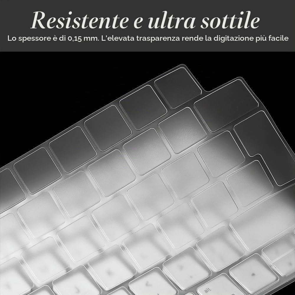 Cover per tastiera per tastiera iMac Magic Keyboard da 24 pollici con Touch ID A2449 Chiave di blocco Chip A2450 M3 M1 Rilasciato nel 2023-2021 Layout UE TPU Protector Skin
