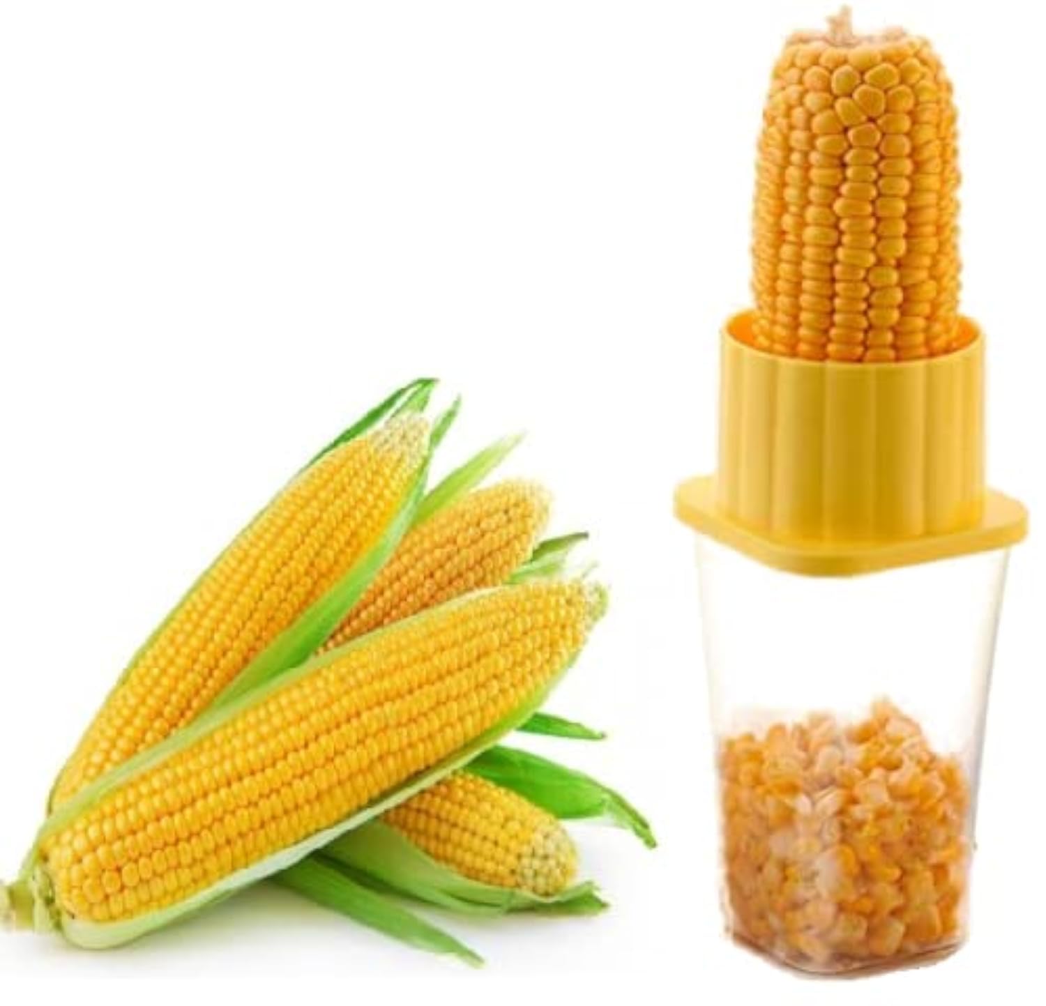 NYAMAH SALES Corn Stripper Corn Seeds Remover Cutter with Container Unbreakable Plastic Pack of 1, Multi-color-image-19