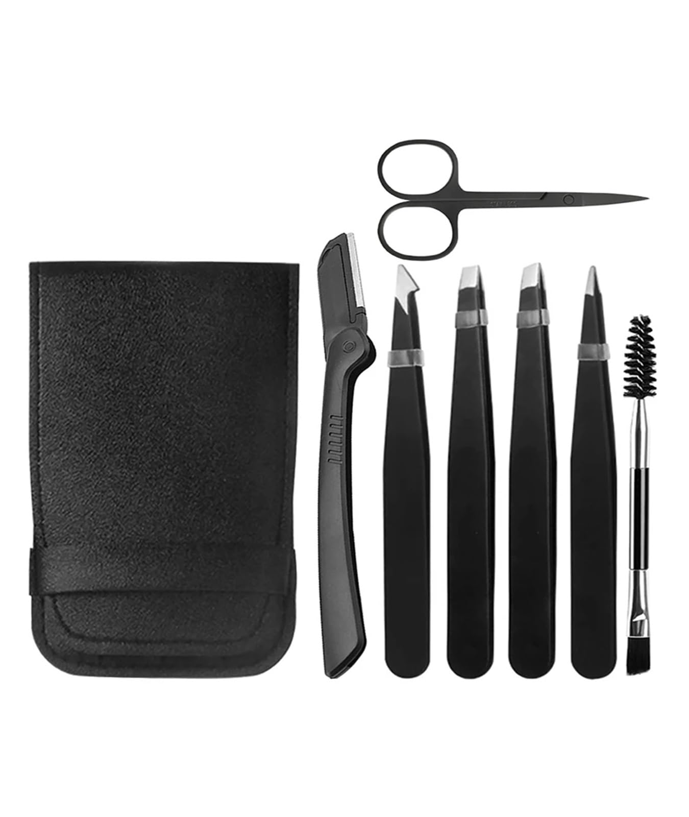 Zgxnyi Blacka Eyebrow Tweezers 6/8Pcs Eyebrow Tweezers Set Stainless Steel Tweezer With Knife Scissors For Beauty Facial Hair Removal Tool(Blacka)