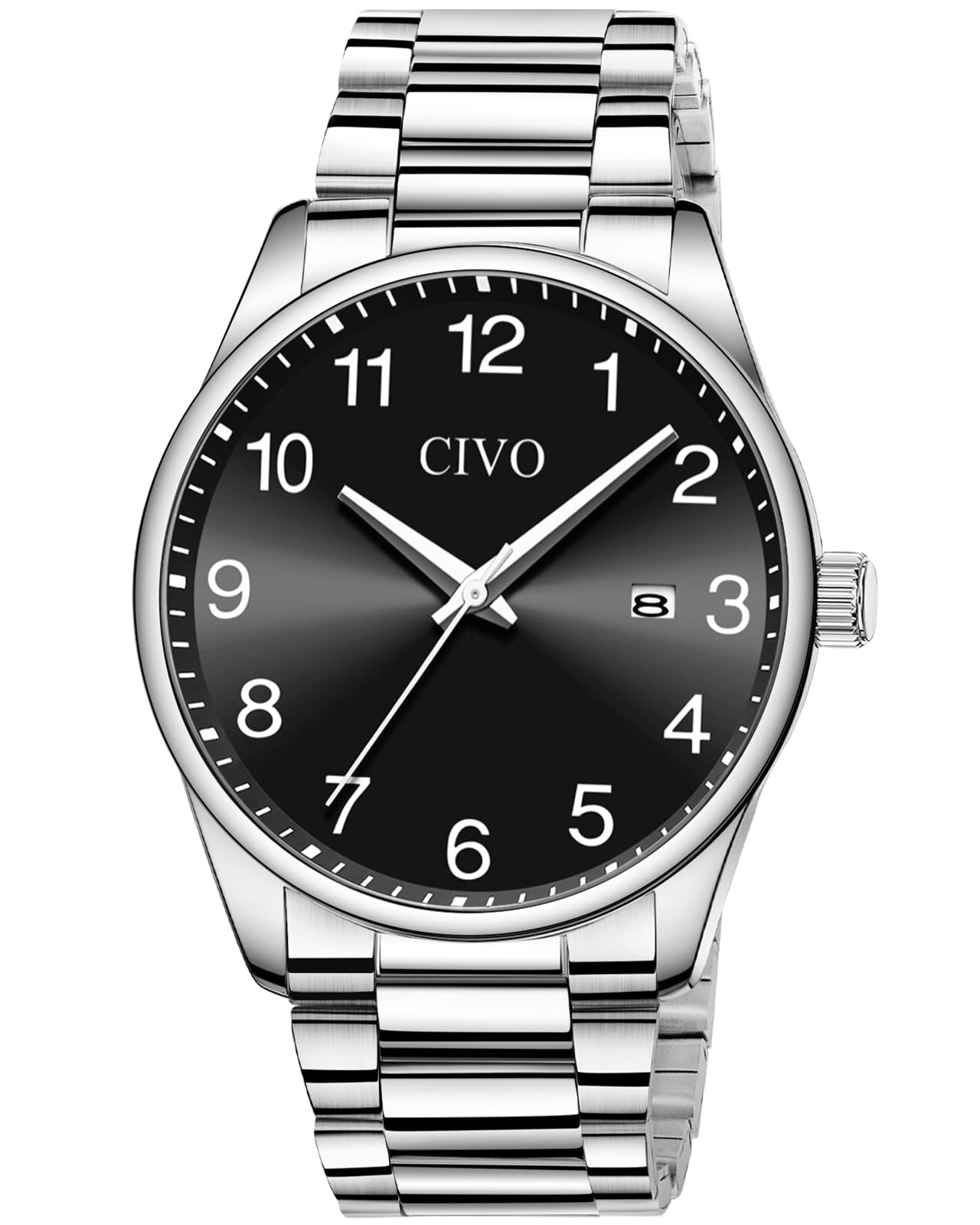 CIVO Herren Uhren Geschenke zum Ruhestand: Großes Gesicht Leicht Lesbare Edelstahl Armbanduhr mit Datum - Geschenke für Ehemann Vater Valentinstag Vatertag Geburtstag