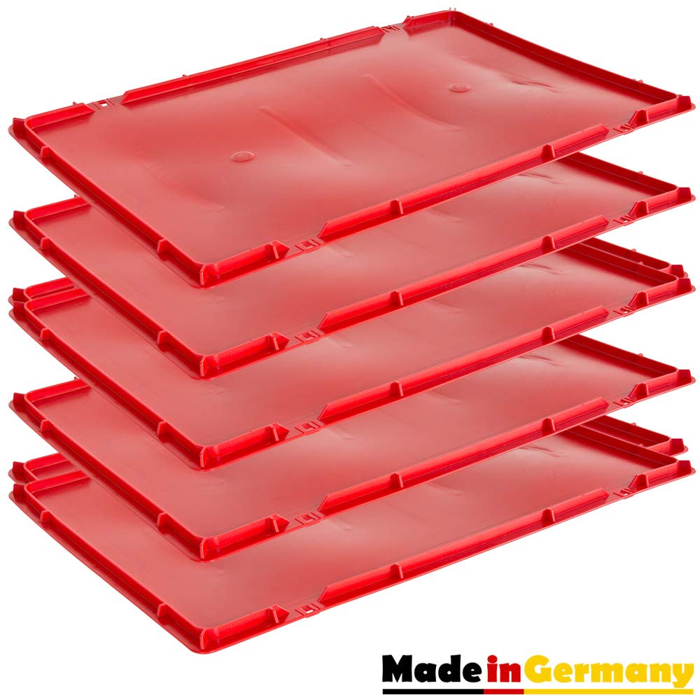 Deckel Eurobox 1-30 x Deckel Fleischerkiste 40 x 60 cm Deckel Fleischkiste Deckel Metzgerkiste Deckel Stapelkiste Eurokasten 40 x 60 cm Rot Auswahl Kingpower, Anzahl:5