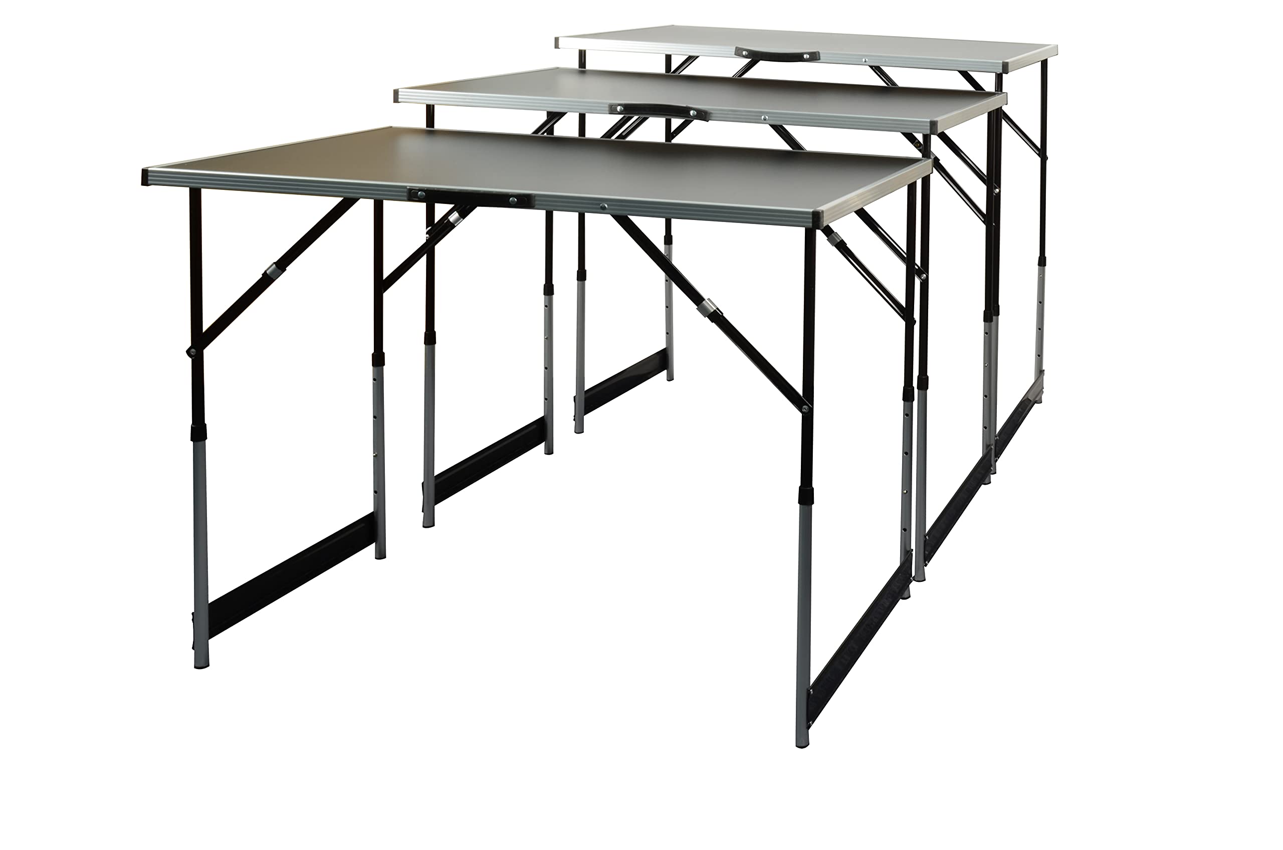 Mannesmann Brüder Multifunktionstisch faltbar, 3-teiliges Set, 100 x 61 cm Aluminiumgestell, Arbeitstisch, Werkbank, platzsparend, stabil und tragbar für Heimwerker, Camping und Werkstatt | M70113