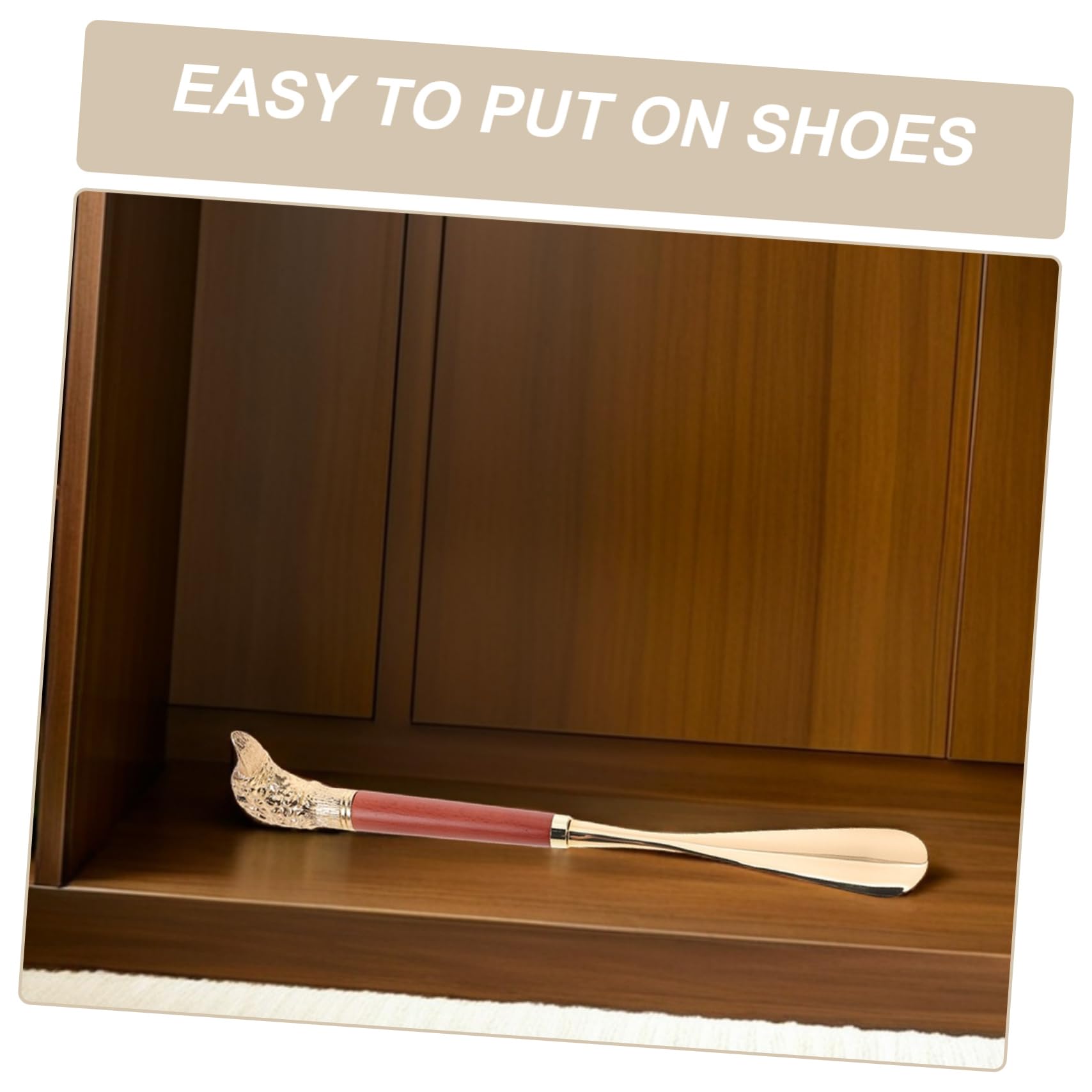 Calzascarpe per Indossare Scarpe Manico in Legno in Metallo Ausilio Ergonomico Accessorio Portatile per Anziani e Donne per Viaggi e Uso Quotidiano