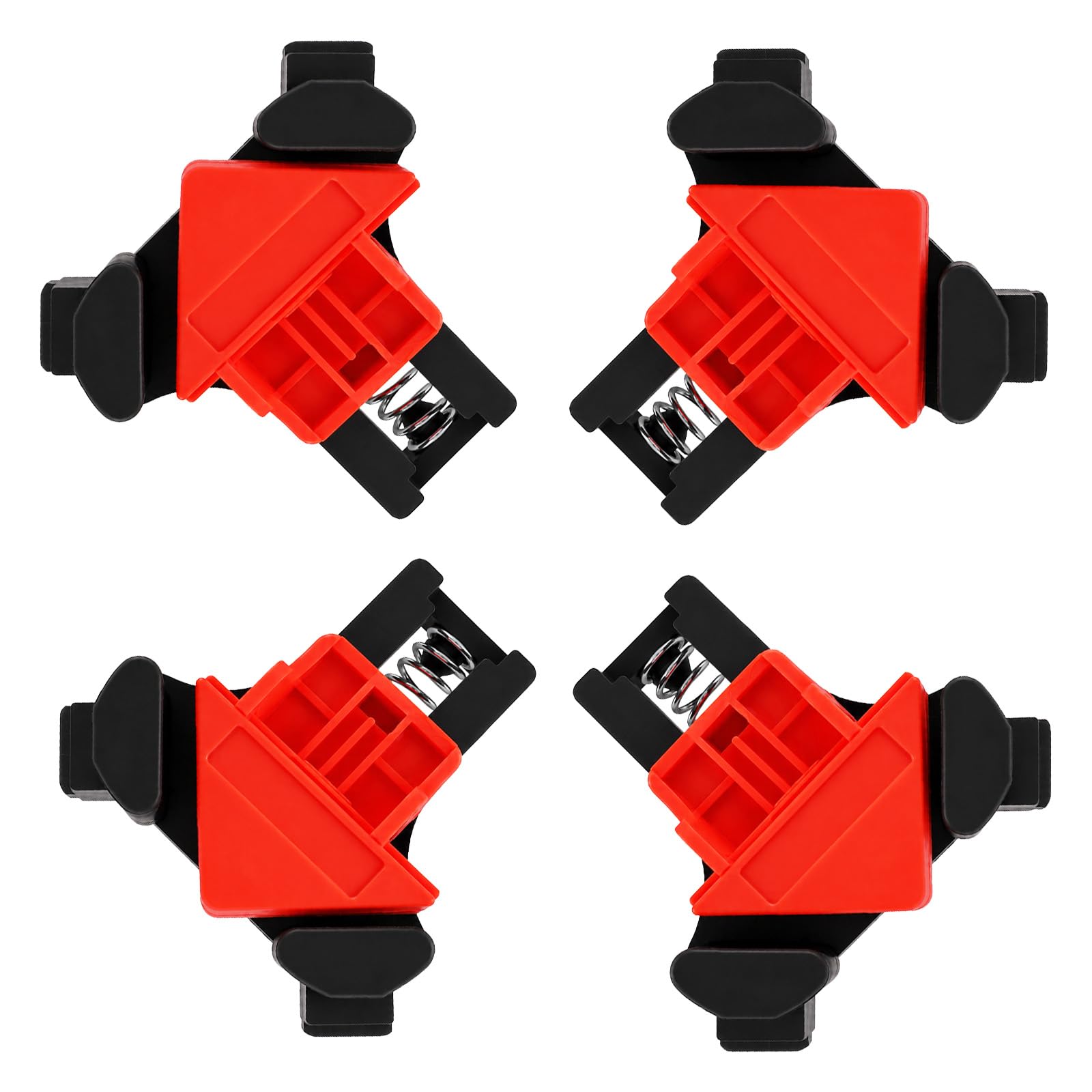 Fukaisu 4pcs 90 Degree Corner Clamp, One-Hand Woodworking Right Angle Corner Clamp with Adjustable Spring Woodworking Tool for Woodworkers Picture Frames Cabinets DIY Projects