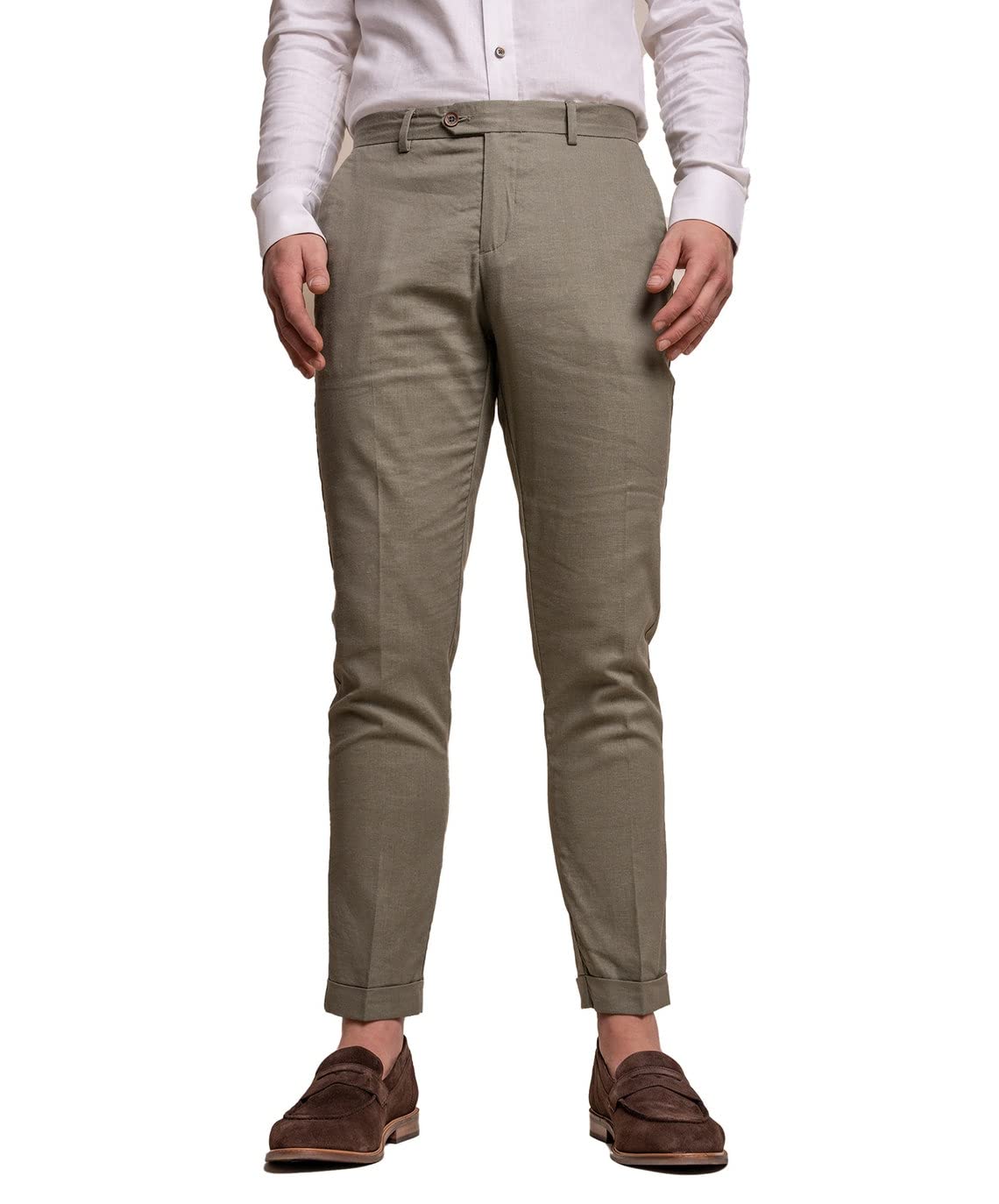 SIRRI Estate Primavera Abito da Uomo in Lino Verde Salvia Abito da Sposa Slim Fit 2 Pezzi