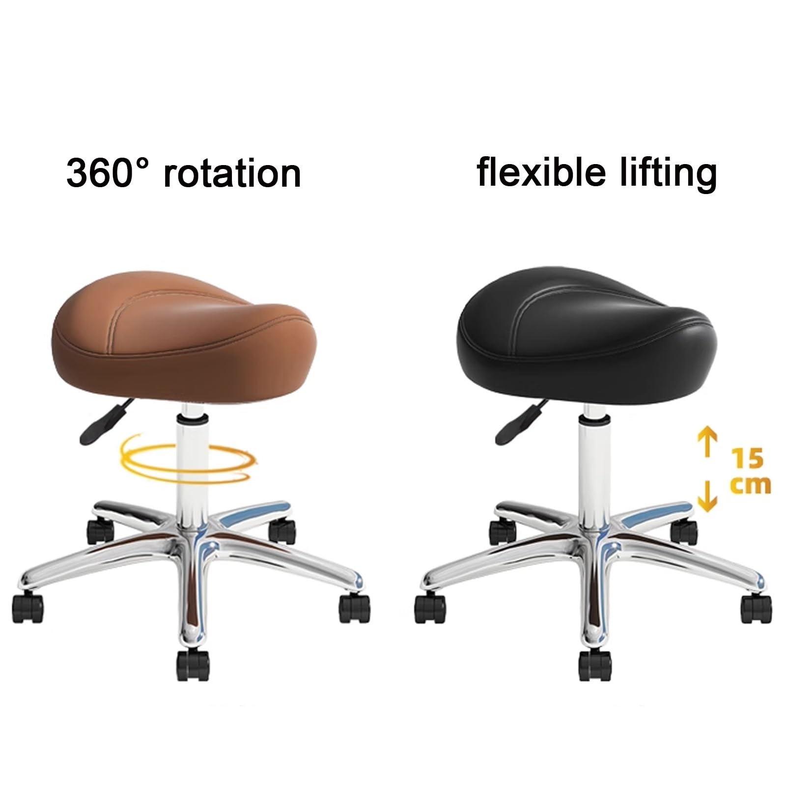 Taburete ajustable con ruedas, cómodo cojín de esponja, taburete giratorio para tatuaje, laboratorio, masaje, salón, spa, dibujo, uñas