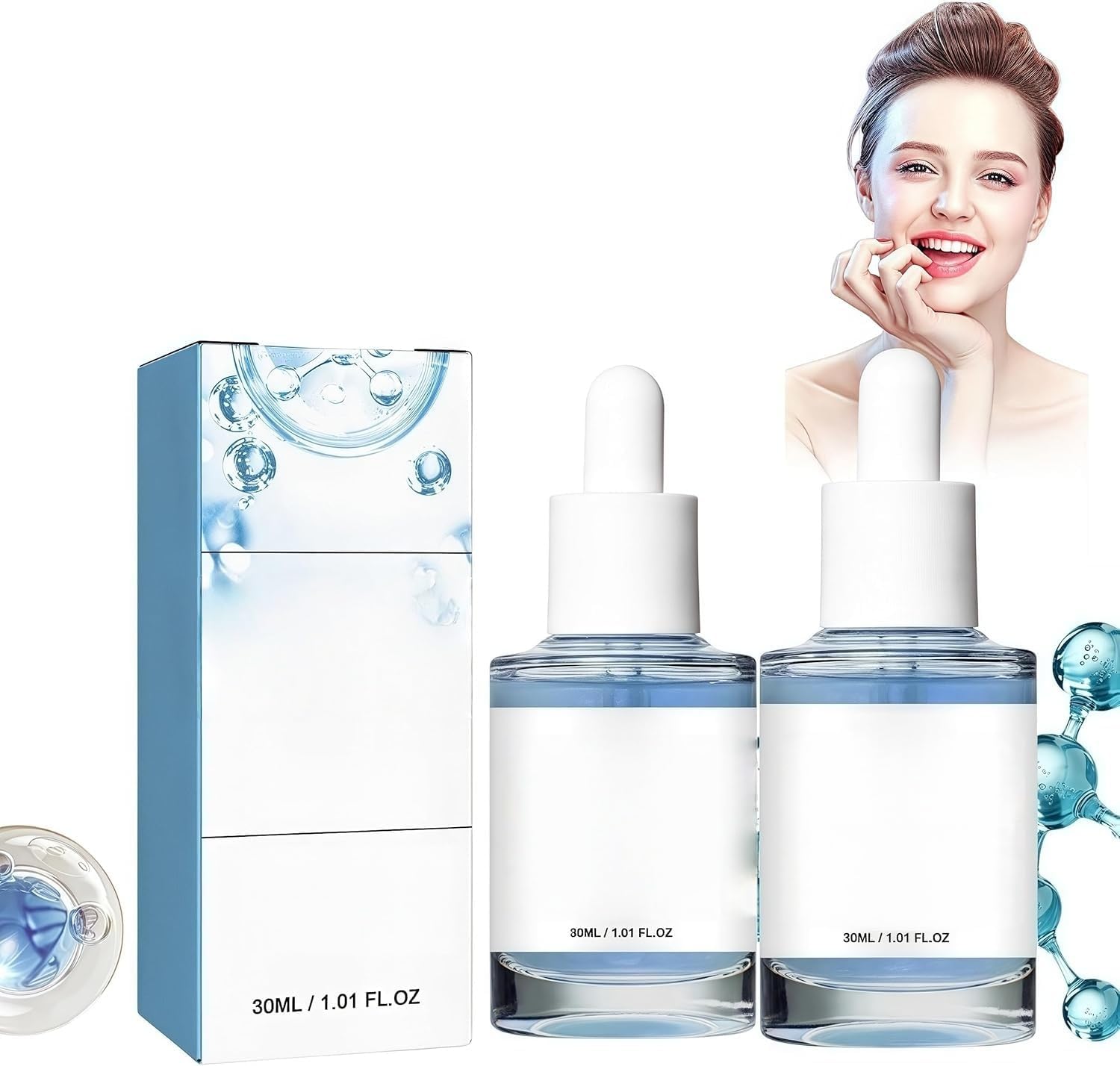 2Pack Blue Copper Peptide Face Serums, Anti Wrinkle Improves Damaged Skin, Copper Peptides for Face, Glow Serum for Radiant, Hyaluronic Acid Serum Reduces Fine Lines, Improves Skin Barrier