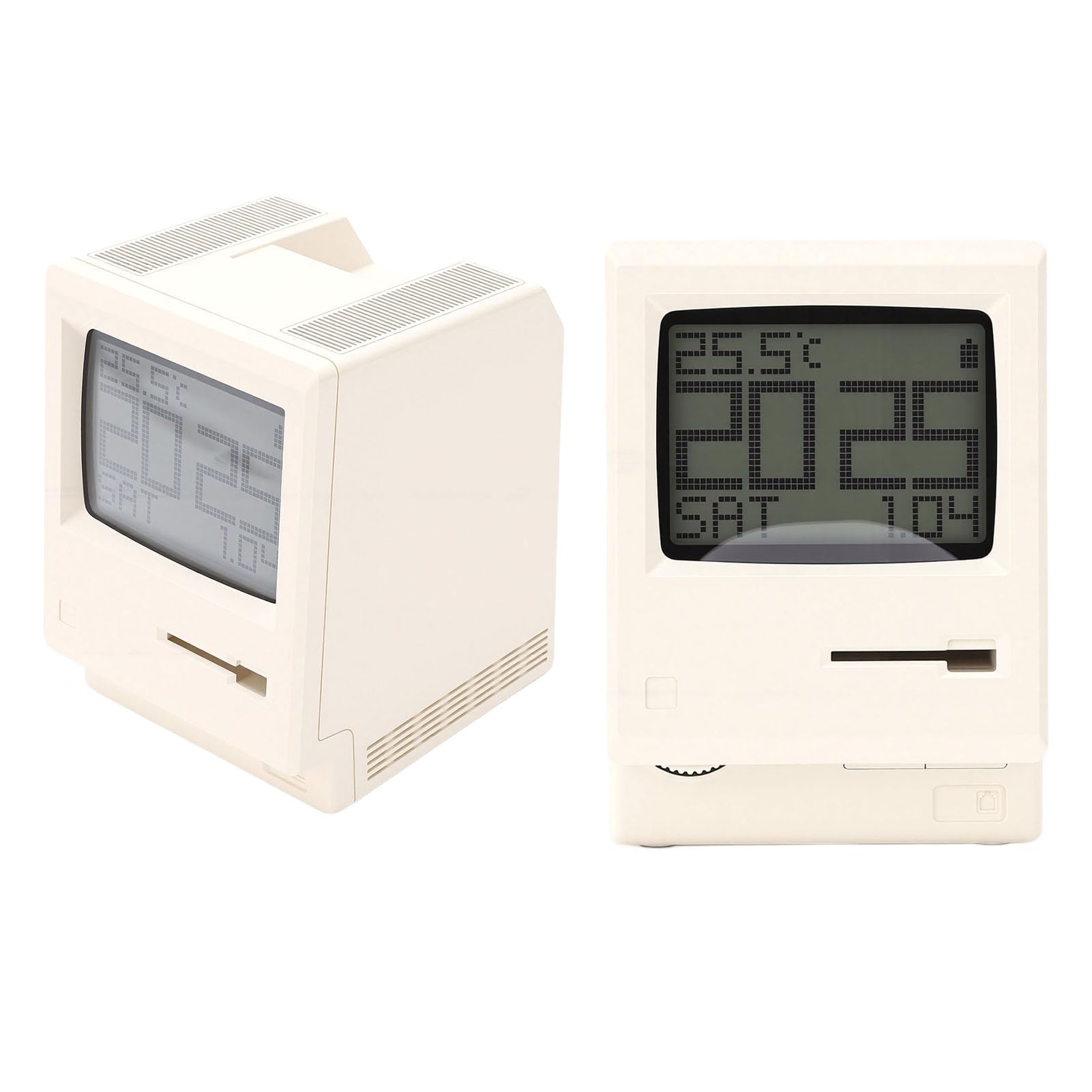 Reloj de Escritorio, Reloj Despertador de Píxeles Retro con Visualización de Temperatura Semana Fecha Hora, Forma de Computadora Vintage, para Mesita de Noche o Escritorio