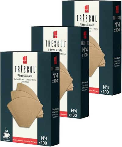 Trescol Kahve Filtresi 4 Numara (Büyük Boy) Naturel Kağıt 3X100 300'lü Paket