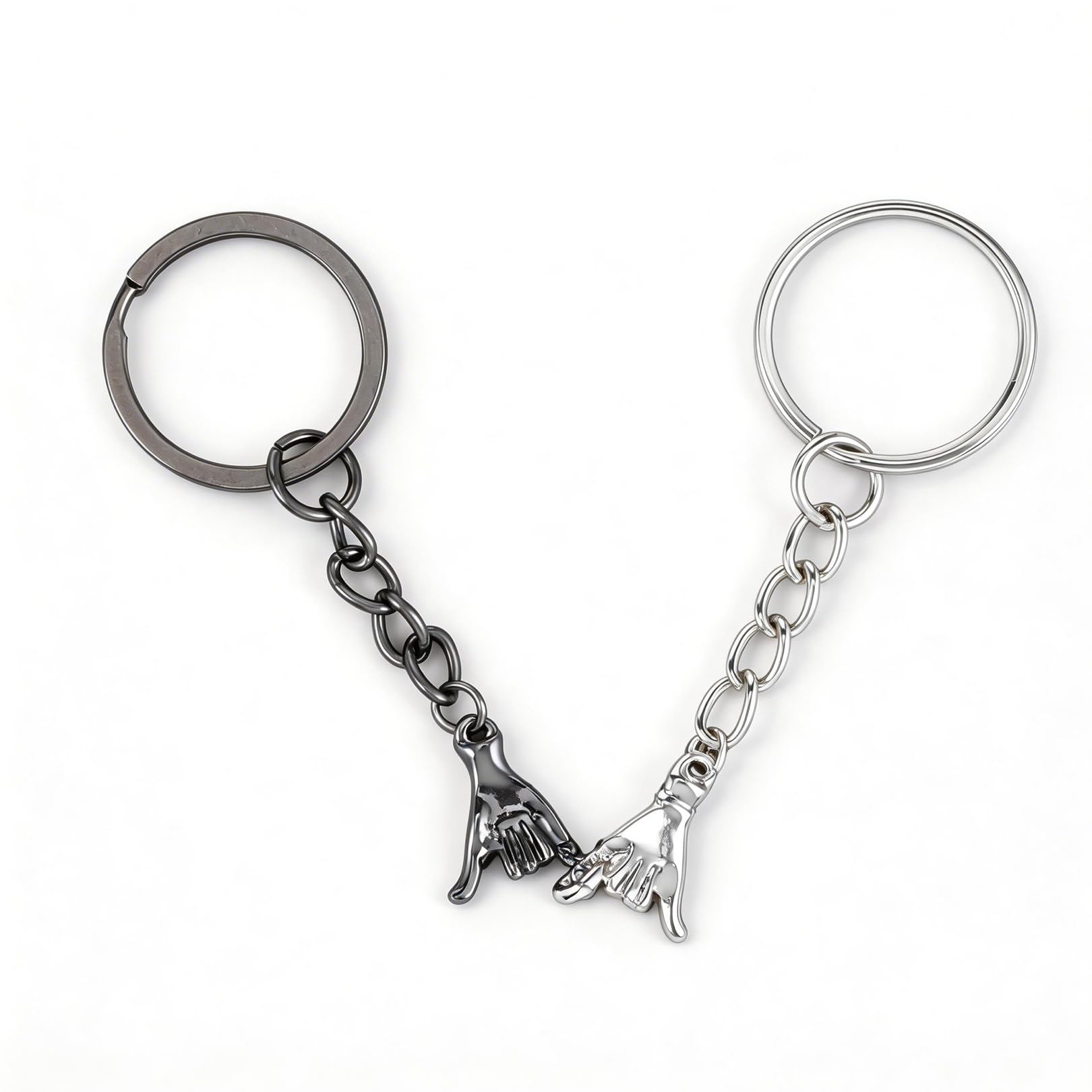 Sgethch Unisex Black 2 Pcs Matching Couple Keychains,Pinky Promise Keyring Set With Card,Romantic His And Hers Gifts For Boyfriend Girlfriend,Anniversary Birthday Valentines Gift For Him Her ( & Silver)