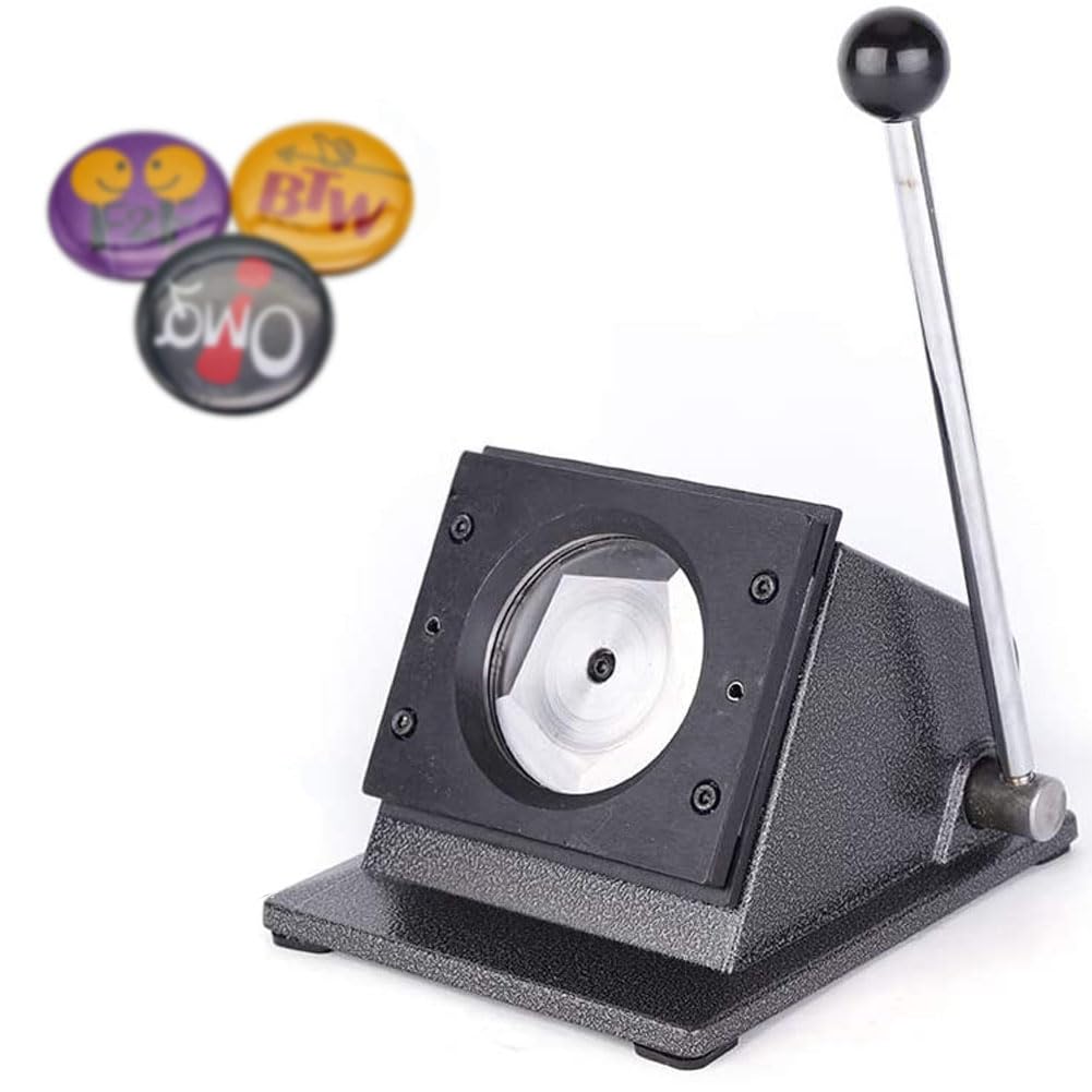 Badge Making Manual Circle Cutter - 50mm Die Cutting Machine for Button Making, Metal Desktop Round Graphic Punch Die Cutter - Ideal for 25mm-75mm Circles