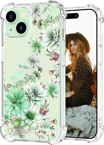 Miniatura 1 de Funda para iPhone 15 con diseño floral, bonita y transparente, para mujeres y niñas, compatible con iPhone 15, diseño de dalias maravillosas, color