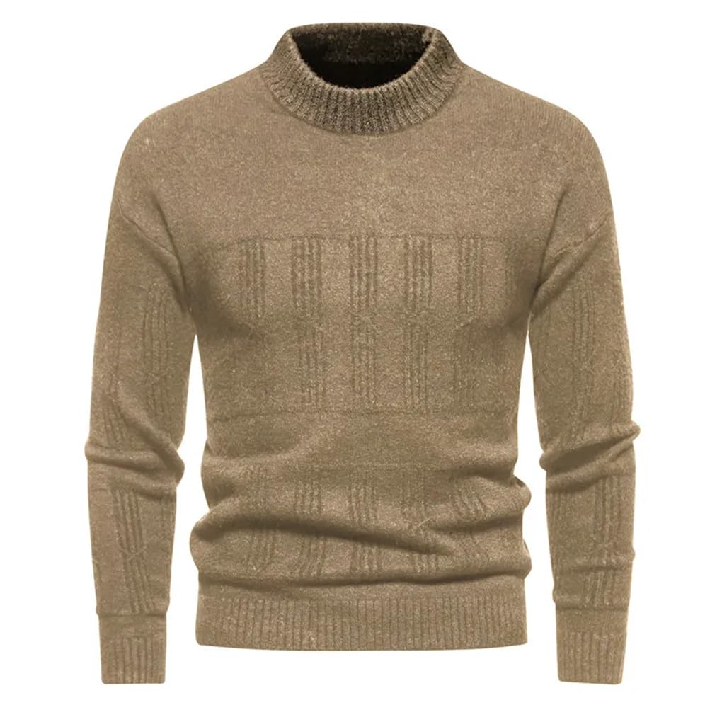 Dninmim Maglione da uomo autunno e inverno casual a collo alto lavorato a maglia