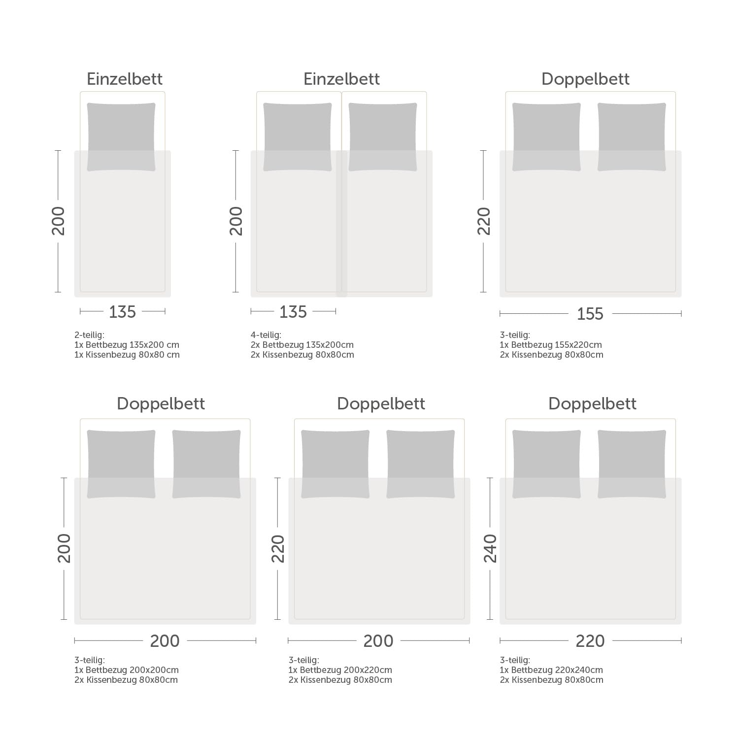 Blumtal Bettwäsche 240x220cm + 2X 40x80cm Kopfkissenbezug - Oeko-TEX zert. Mikrofaser Bettwäsche Set - Mikrofaser Bettbezug bis 95 °C - Deckenbezug + Kissenbezug 3-teilig - Sommerbettwäsche Taupe