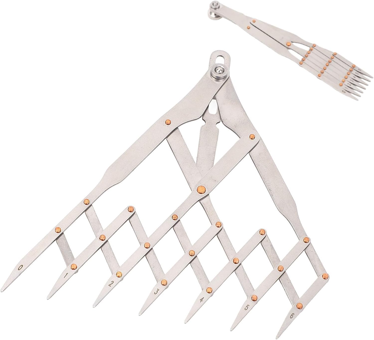 2 Point Equal Distance Measuring Ruler,Trend Point 2 Point Equidistant Measuring Tool for Marking Equally Spaced Points for Leather Belt Marking Equally Spaced Points (7 Teeth with Lock) 4.92in