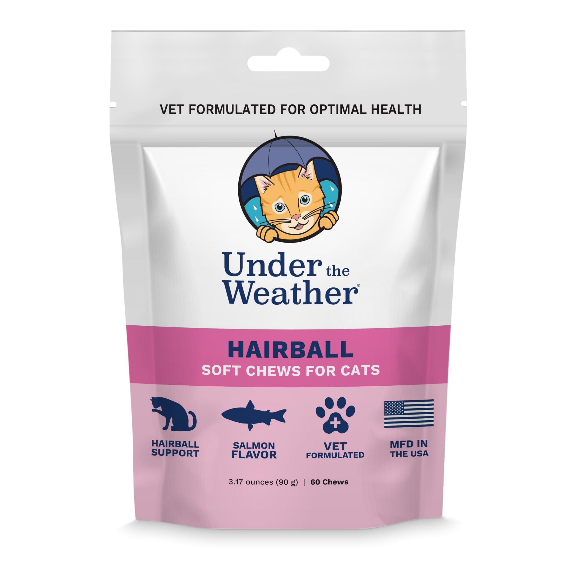 Under The Weather Pet Hairball Support for Cats | for a Normal, Gentle Elimination of Hairballs, Reduce Excessive Licking and Grooming | 60 Star