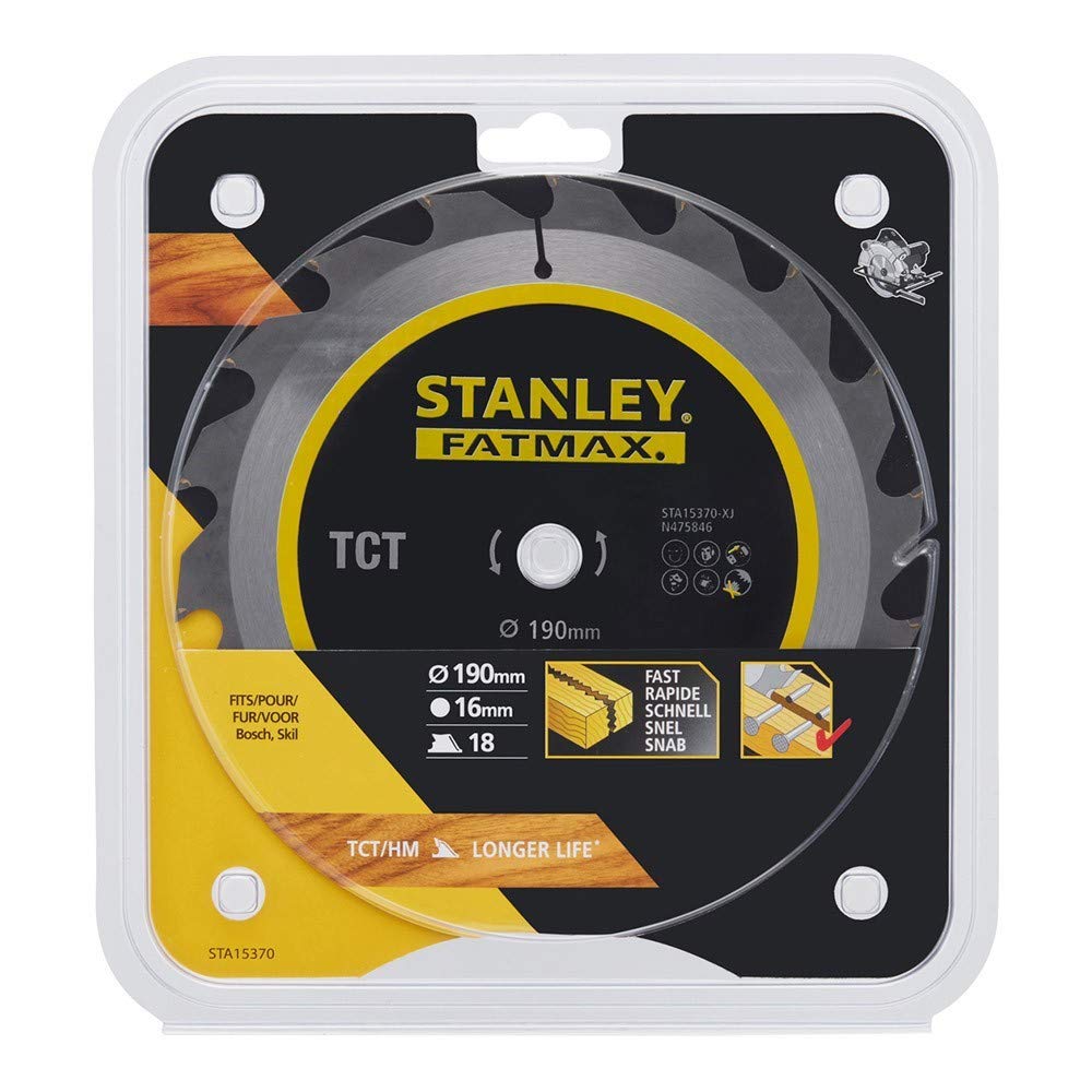 STANLEY STA15370-XJ Hoja TCT 19016x18 Teeth for DIYers & Professionals, Ideal for Repair Installation and Workshop tasks, Single Unit