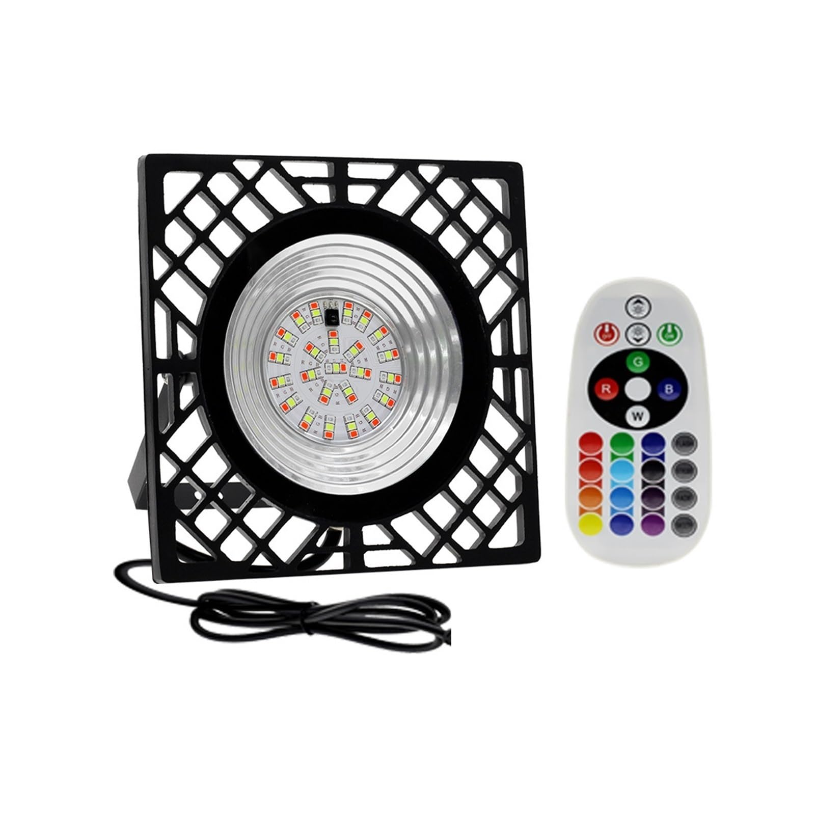 JOLIANE RGB LED Floodlight 50W Garden Landscape Spotlights IP65 Waterproof Outdoor Flood Light for Patio Courtyard Lawn Wall Decor(Black - with Plug)
