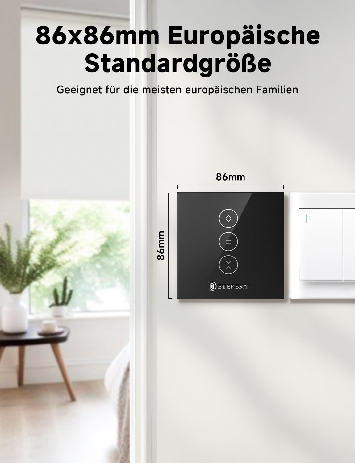 WLAN Touch Rollladenschalter Schwarz Für Schlafzimmer Mit LED-Off 2 Pack