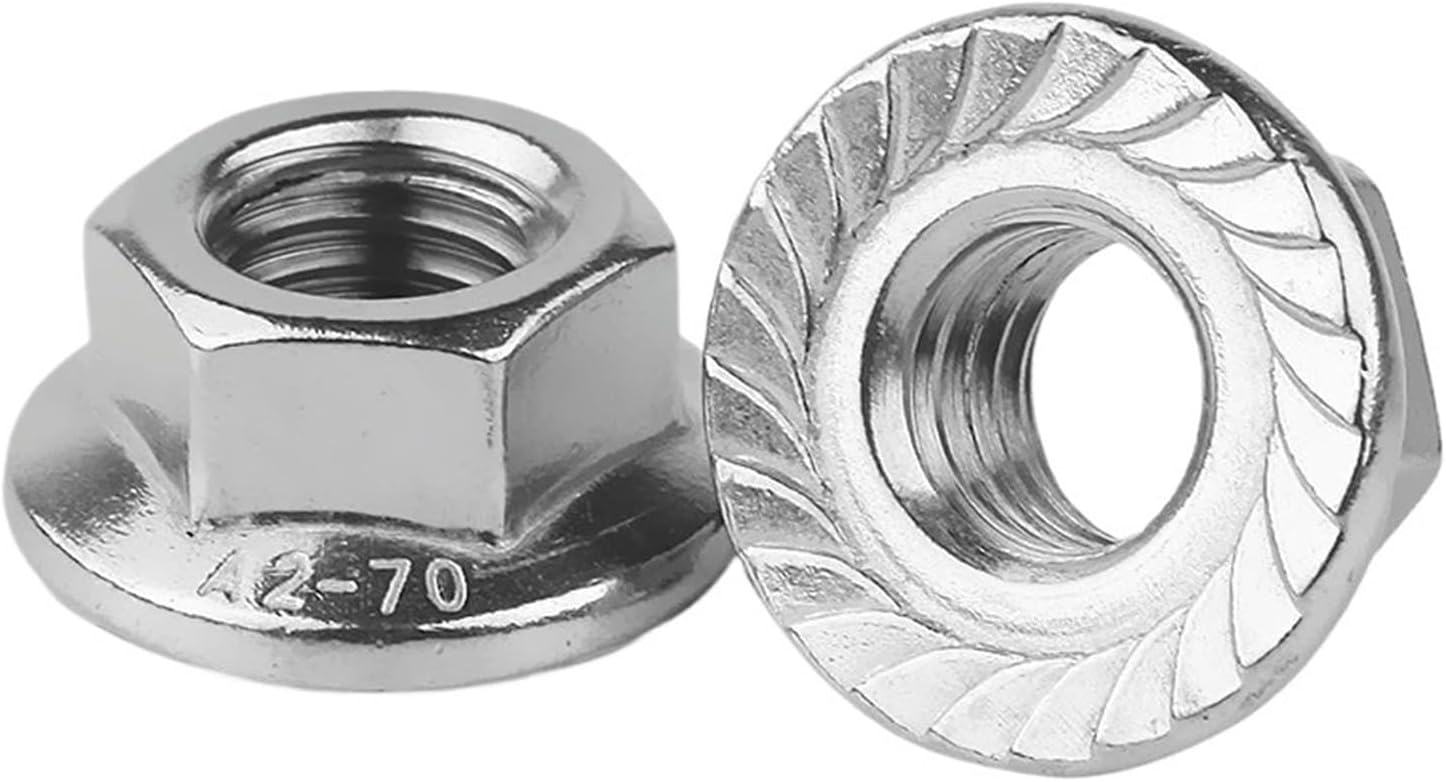 Carbon Steel Hexagonal Nut, Stainless Steel Nut,304 Stainless Steel Hexagon Flange Nut M3 M4 M5 M6 M8 M10 M12 M20 Flange Lock Nuts Anti Slip Self-Locking Nut with Tooth(M10(5pcs))