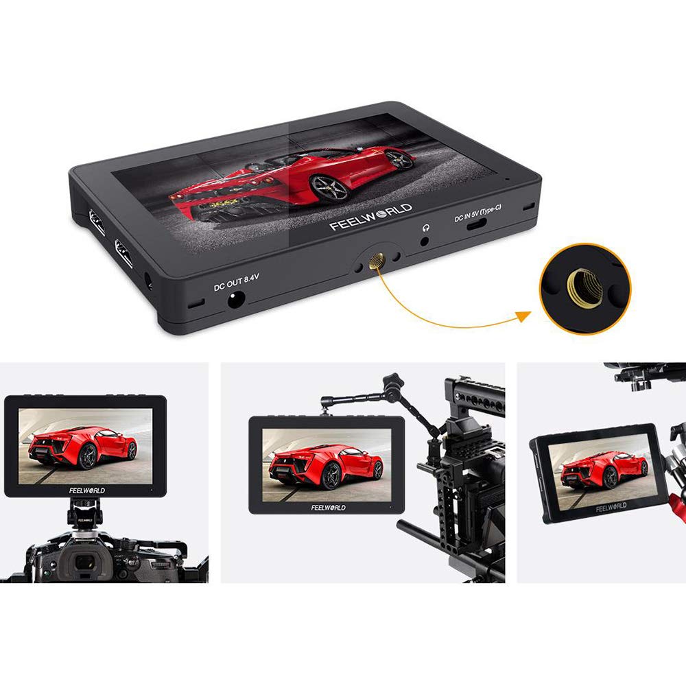 FEELWORLD F5 Pro Camera Field Monitor DSLR 5.5 pollici Touch Screen IPS FHD1920x1080 4K Uscita HDMI braccio inclinabile Potenza Uscita F970 Installare e Kit