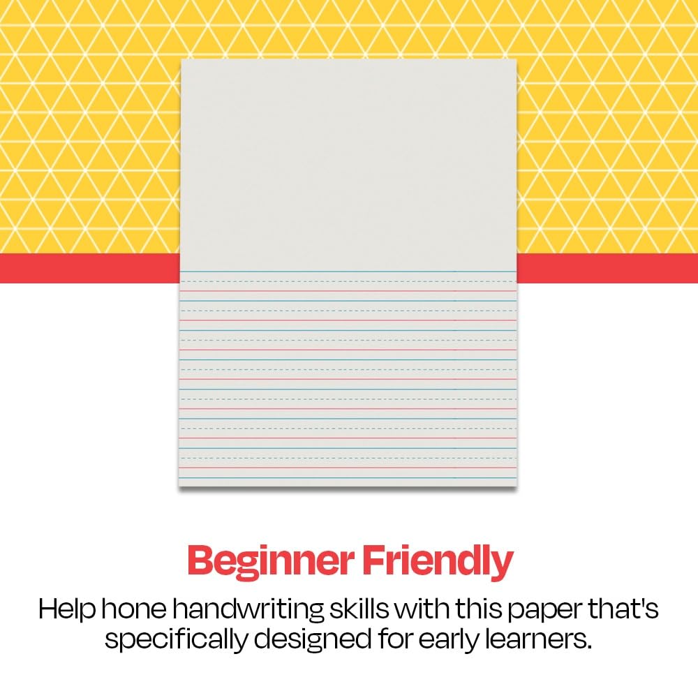 School Smart Red & Blue Storybook Paper, 1/2 Inch Ruled Short Way, 8-1/2 x 11 Inches, 500 Sheets,White - Image 4