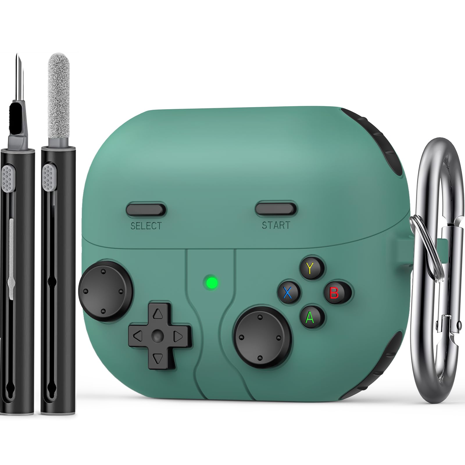 Galaxy Buds 3 Pro Case with Cleaner Kit, Soft Silicone Protective Case for Galaxy Buds 3 pro case 2024,Accessories with Keychain, Pine Green