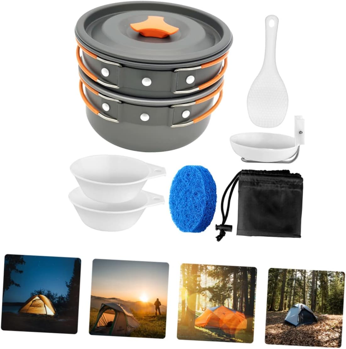 ibasenice Portable Pot Camping Kettles Pots Cookware Camp Kettle Travel Cooking Kit Multi-Function Tableware for