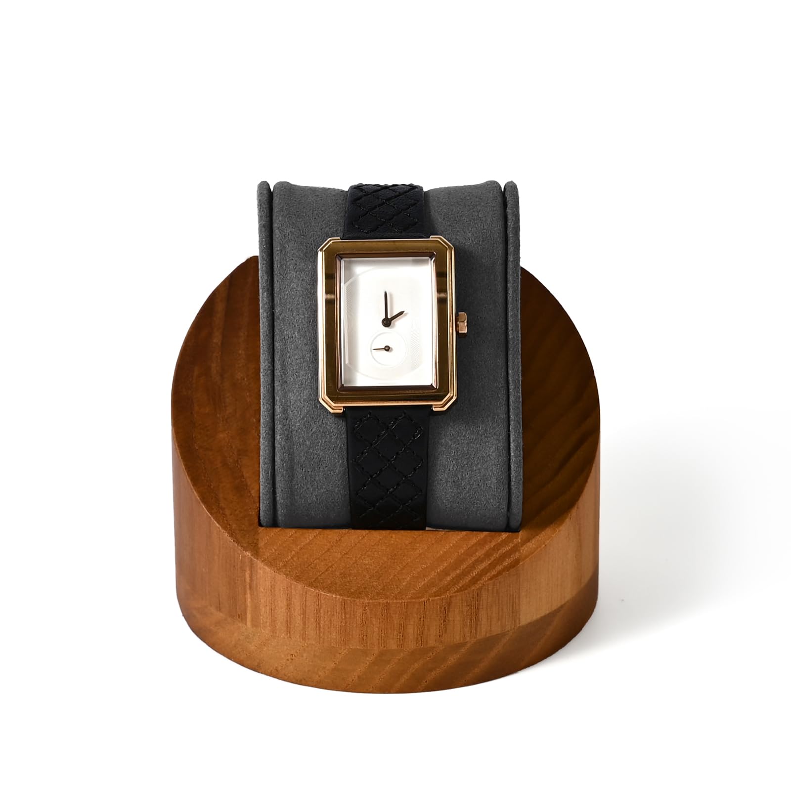 Oirlv In Legno Massiccio Rotondo Scatola Degli Orologi Porta Orologi Con Cuscino Scatola Per Orologi(Grigio Scuro)