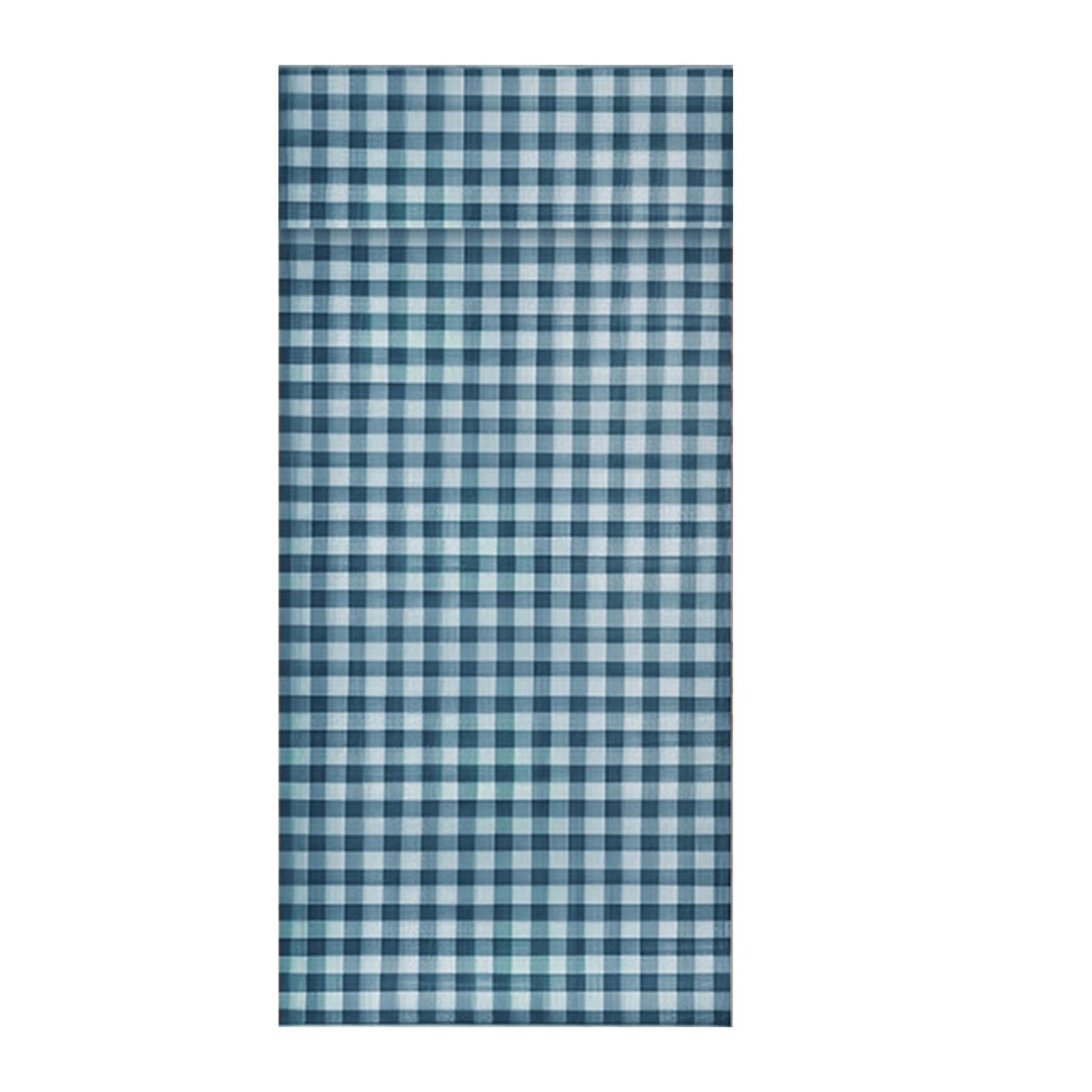 Elnwnnkc Adhesive Door Curtain Classical Checkered Pattern Barrier Privacy Thermal Insulated Tie Up Window Shade Privacy Door Blind Shade