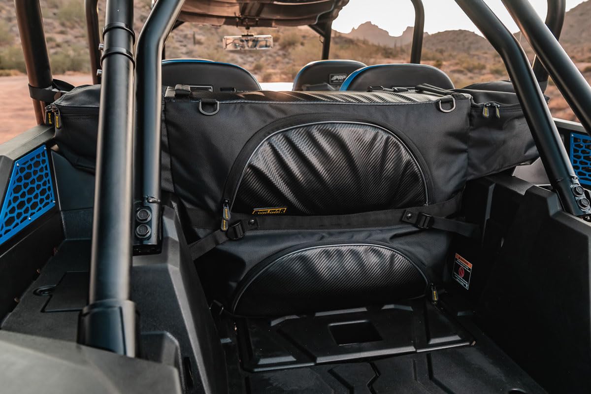 Nelson-Rigg USA UTV Rear Cargo Bag Fits Most UTV’s including Polaris RZR, Kawasaki KRX, CFMoto ZForce. Universal Mounting, 2 side pockets, 2 large compartment, reflective accents
