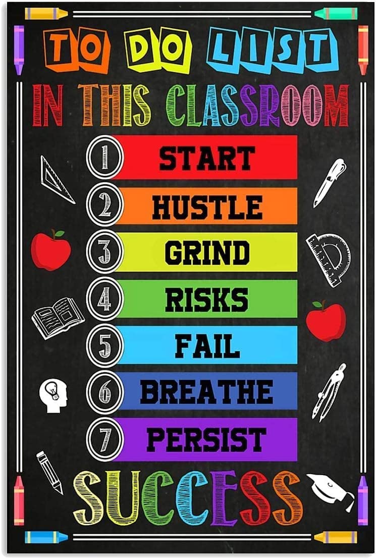 rayprint Vintage Metal Tin Sign To Do List In This Classroom Retro Metal Plaque Poster For Bathroom Restaurant Farm Bedroom 8x12 Inch