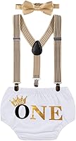 Vista 19 de MYRISAM Wild One - Traje de pastel para niño para primer cumpleaños, sesión de fotos con estampado de flores, tirantes y corbatín, disfraz de baby