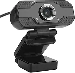 Webcam Full HD 1080p com Microfone para Computador e Notebook – Câmera USB Plug & Play com Redução de Ruído e Suporte Ajustável para Aulas Online, Reuniões e Home Office