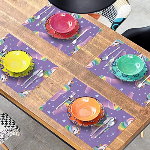 Set de table licorne violet glacé antidérapant résistant chaleur salle à manger - 8