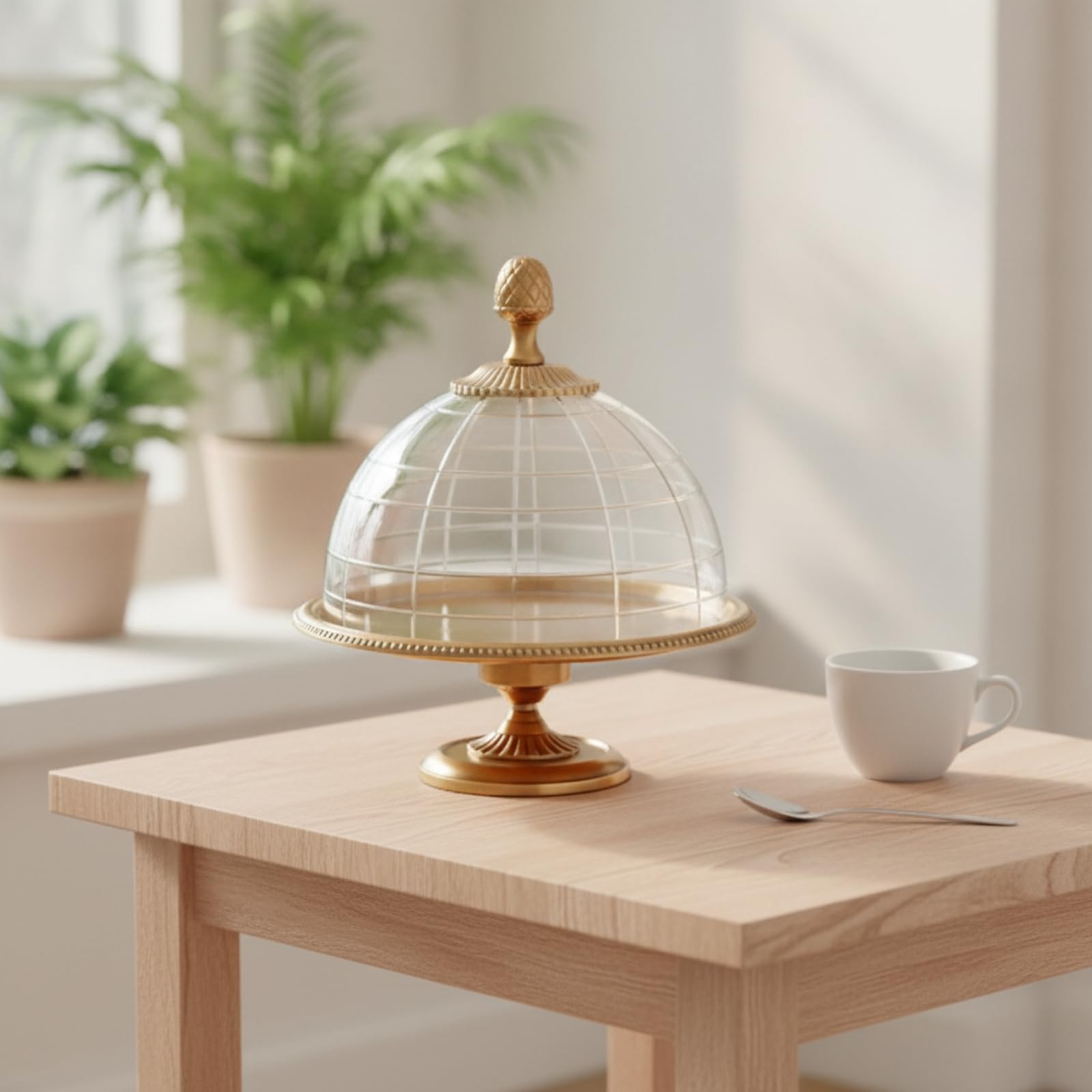 Milageto Vassoio con Coperchio Elegante | Alzata con Coperchio, Moderno, Campana per Dolci, Tavola, 26cmx26cmx15cm