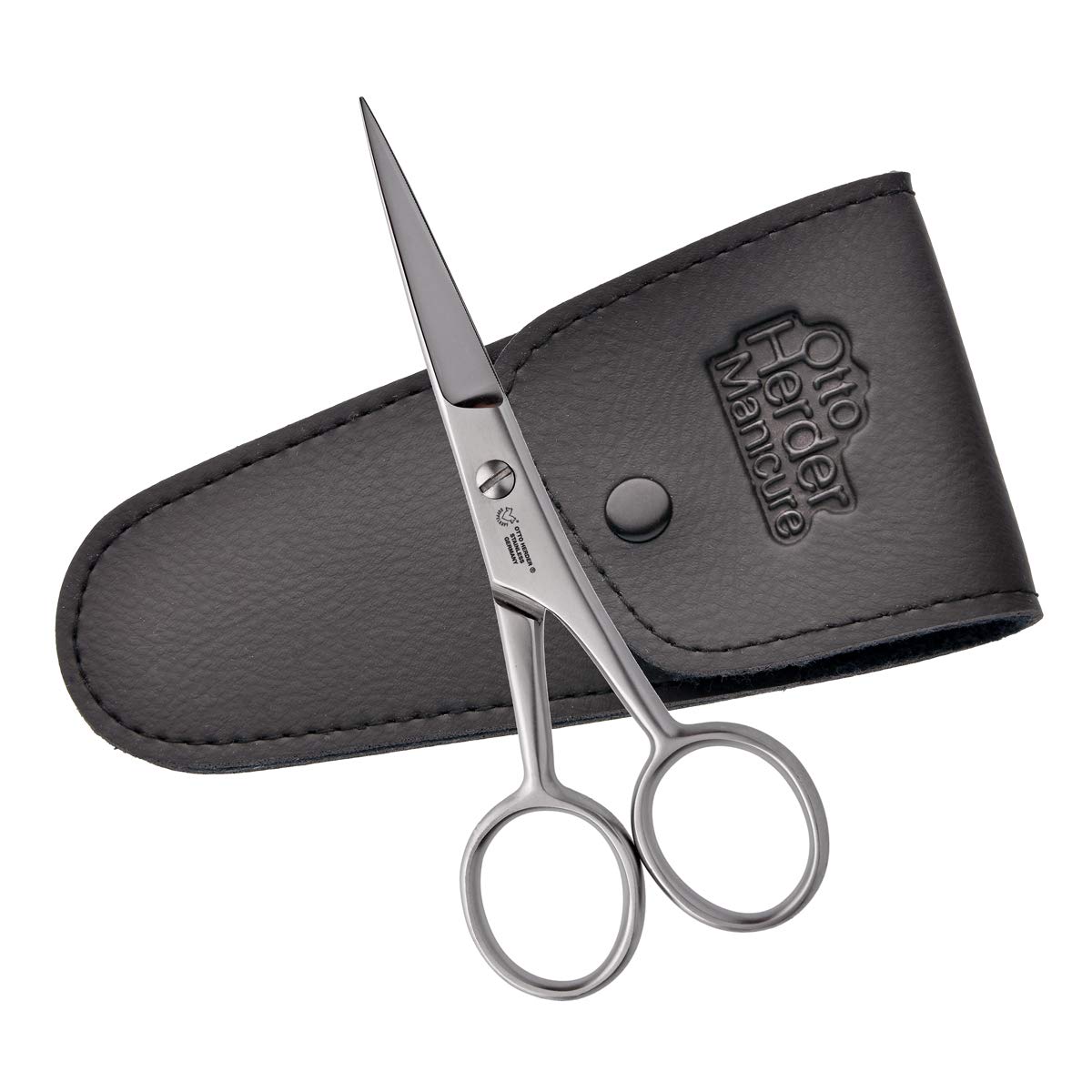 Otto Herder® Tijeras para Barba | 11,5 cm con Microdientes Unilaterales | Estuche Incluido | Corte Afilado y Preciso