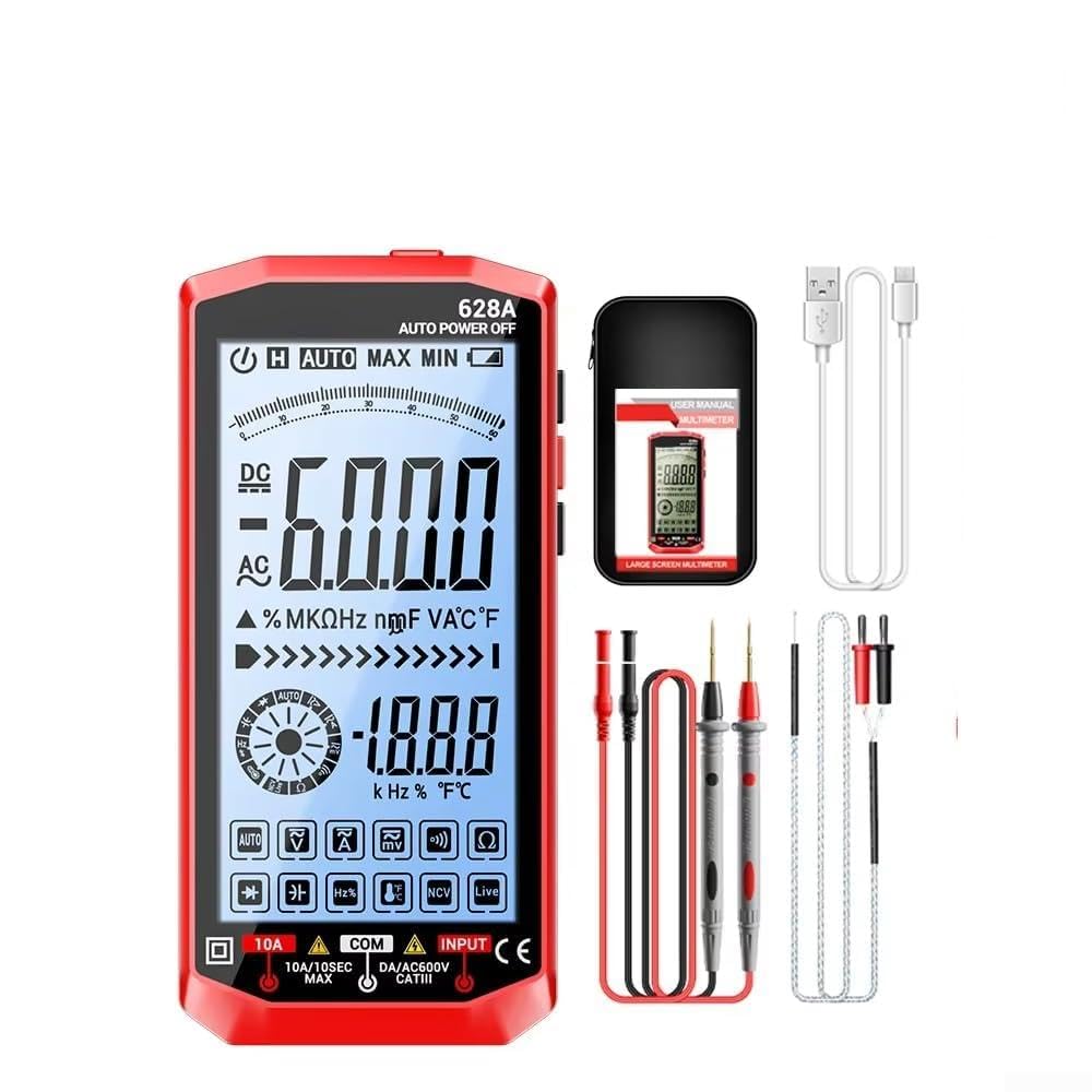 Wiederaufladbares Multimeter für usb-c Messgerät 1000V Wiederaufladbares(628A red)