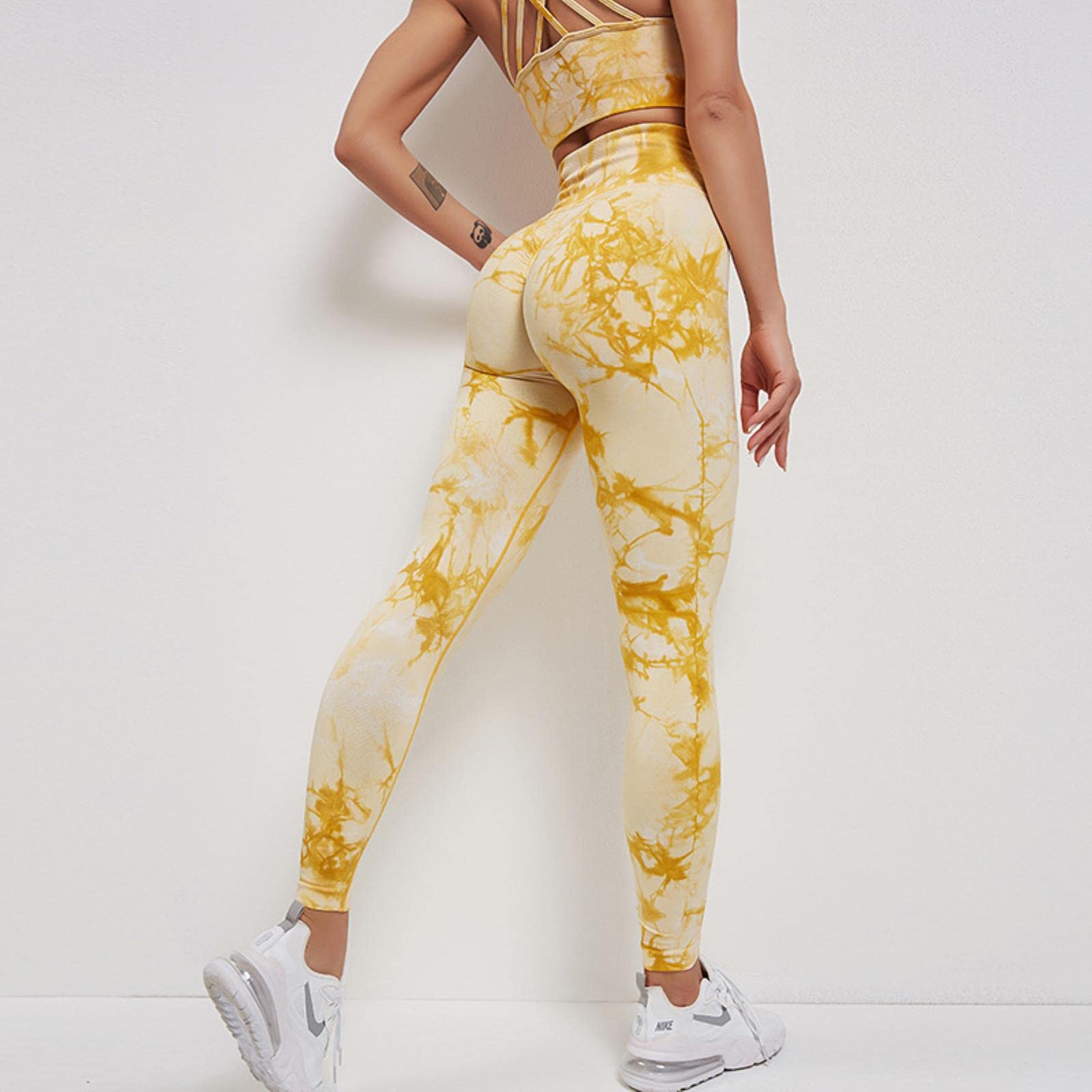 Tie Dye Leggings sin Costuras para Mujer Fitness Leggings Push Up Booty Lifting Pantalones de Entrenamiento Gimnasio Correr Legging