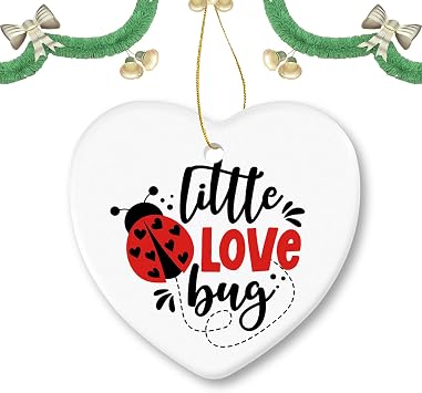Christmas Ornaments Ladybug Little Love Bug Cute Ceramic Ornament Porcelain Tree Ornament Decorations Keepsake for Holiday