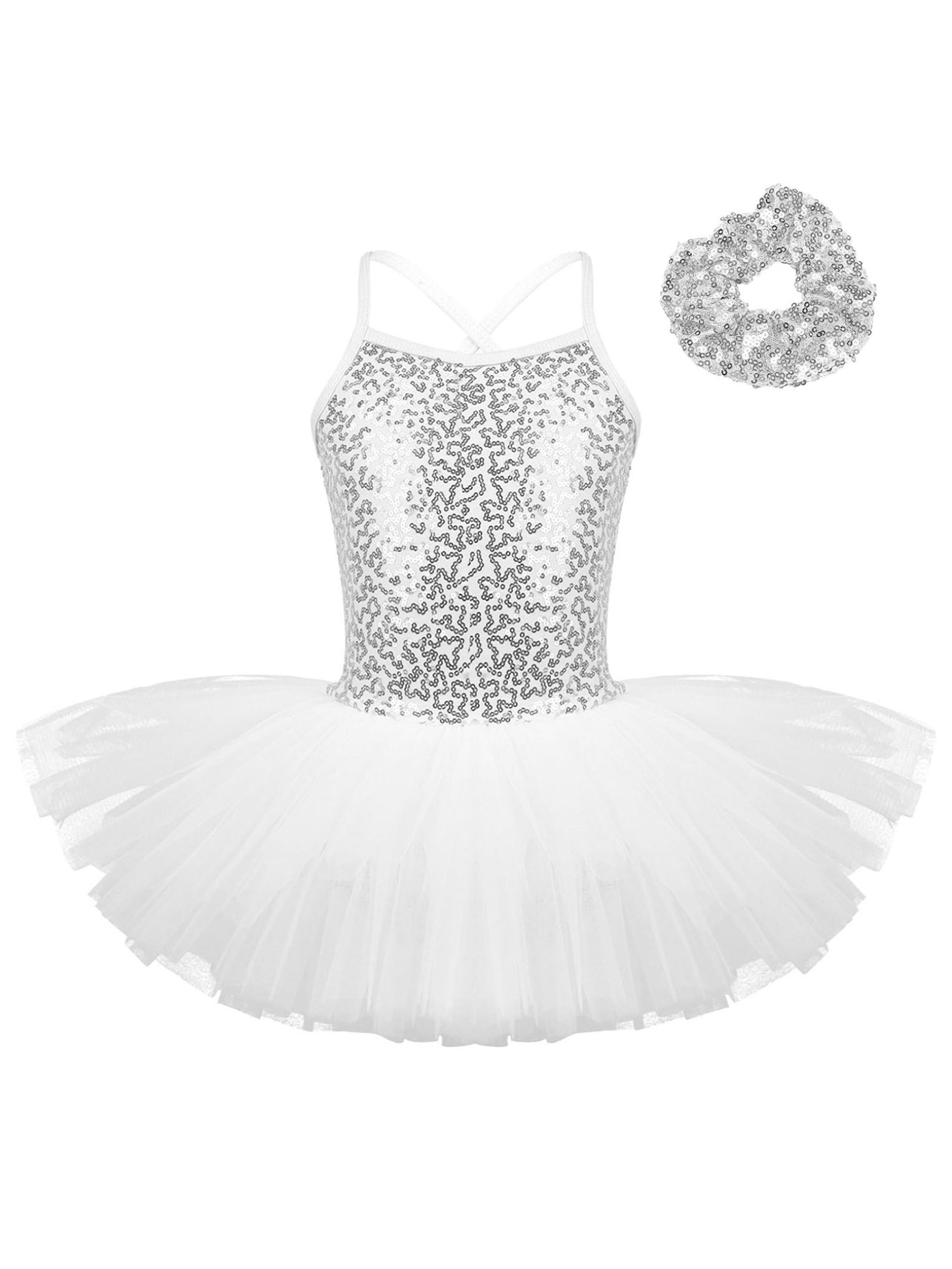 Oyolan Vestido de Danza Ballet Niña Princesa Vestido Tutu Lentejuelas Espalda Cruzada Traje Ropa de Baile Maillot Monos de Danza Clásica Traje de Bailarina — view 11