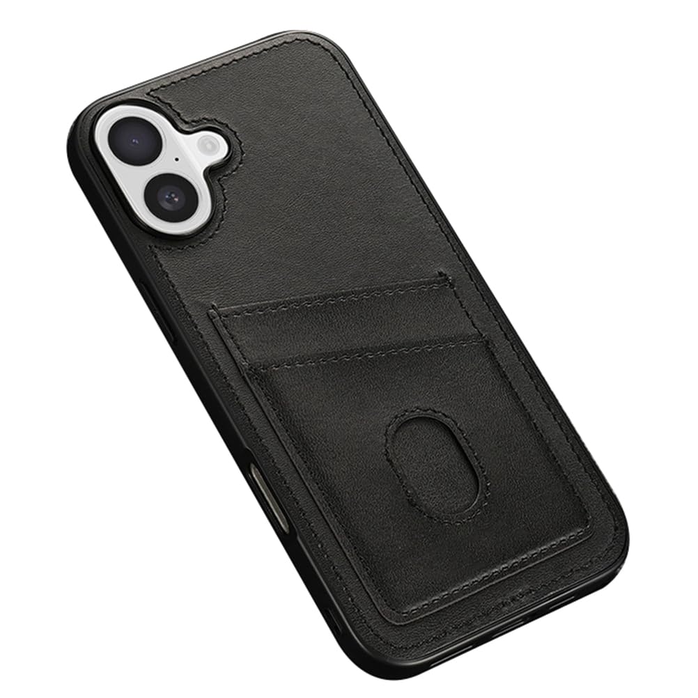 Protection étui iPhone 17 Air mince en cuir noir pour vos déplacements affaires