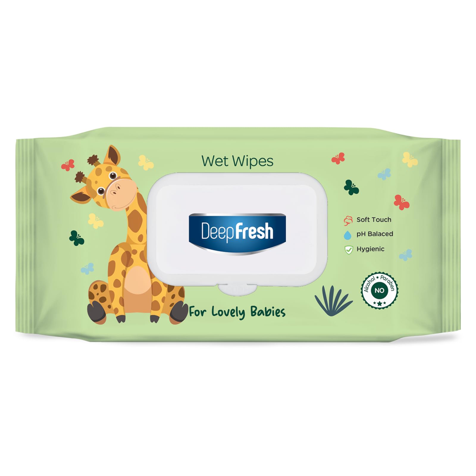 Deep Fresh Baby Wet Wipes for Lovely Babies, Fragrance Free, Soft Touch, pH Balanced, Hygienic, Alcohol Free, 24 Packs x 72 Wipes (Giraffe, 24 Pack)