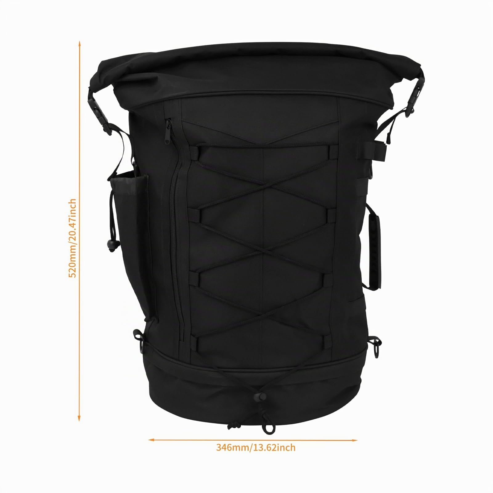 Sac à Dos de Moto Sissy Bar - Grande capacité - Extensible - 50 à 80 l - avec Housse de Pluie et bandoulière - Ajustement Universel pour Harley Yamaha Suzuki Kawasaki | Capacité 50-80L, design extensible, housse de pluie et bandoulière, convient pour Harl
