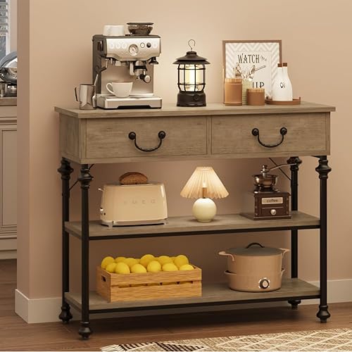 Miniatura 8 de IDEALHOUSE Console Table with Drawers, Sofa Tables Narrow Entryway Table with Storage, 39.4" Behind Couch Table Industrial Hallway Table Home
