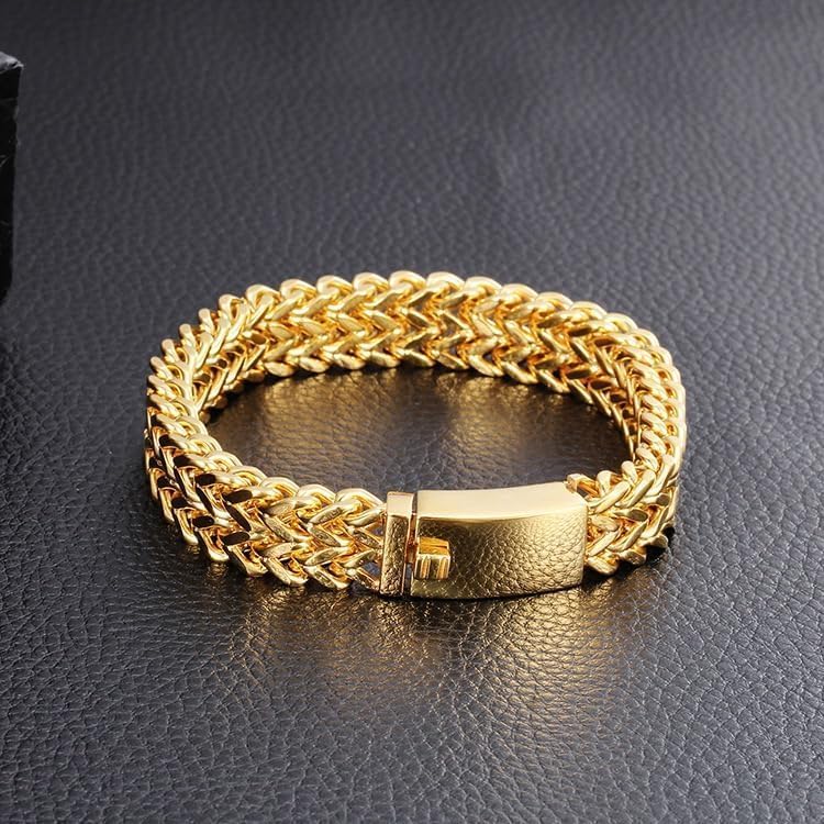 Miami Cuban Bracelet 18K Gold Men's Solid Bracelet Mesh Fashion Hip Hop Jewelry Gift for Father, Husband's Birthday, New Year's Gift - Image 6