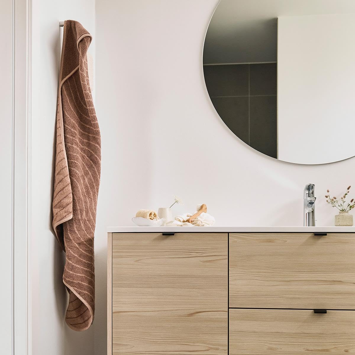 Leander Hoodie Serviette de bain à capuche en coton éponge – Gris forêt – Gris